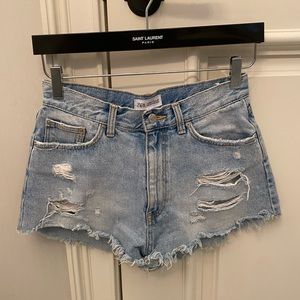 Zara distressed denim shorts